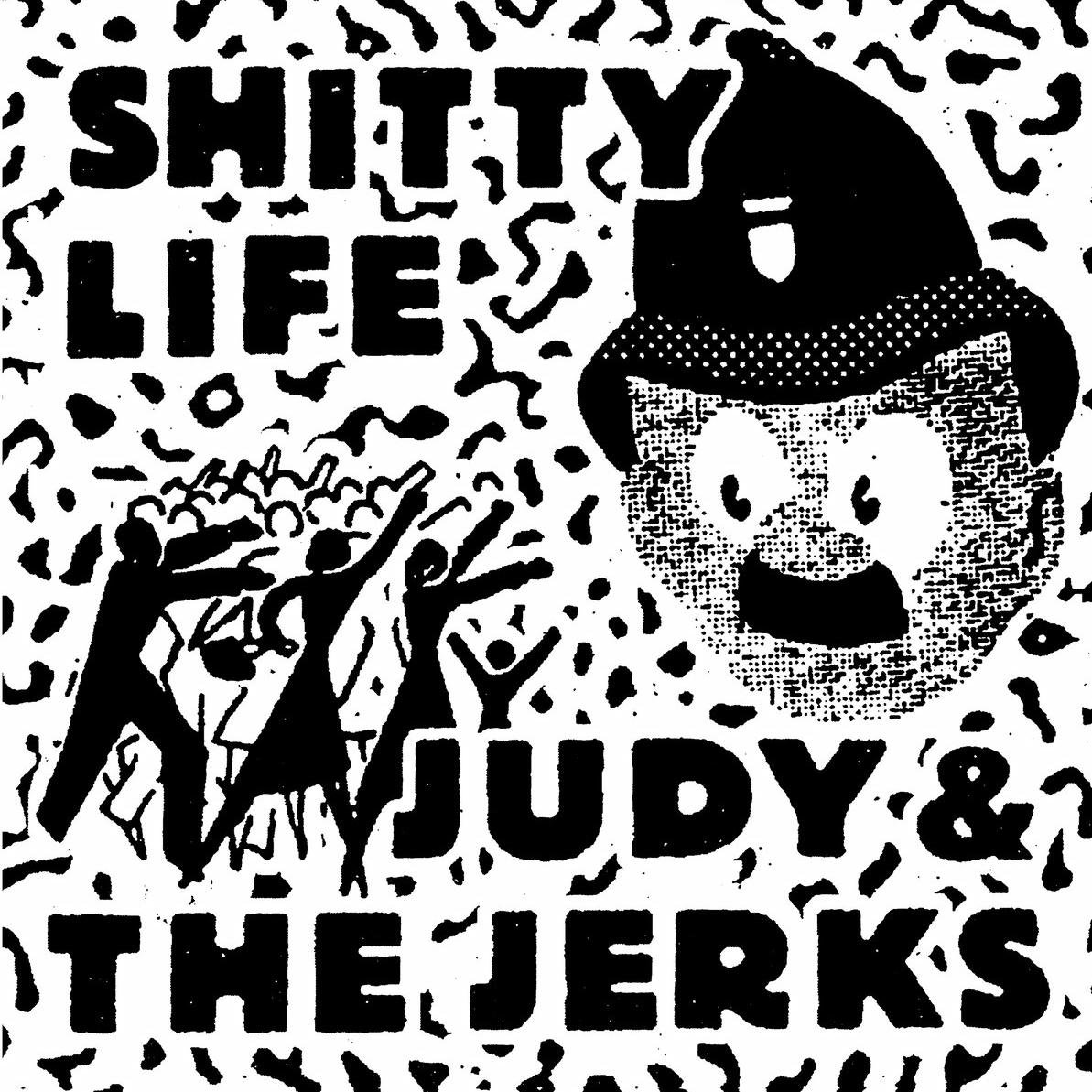 Drawing of crowd yelling at police officer with band names